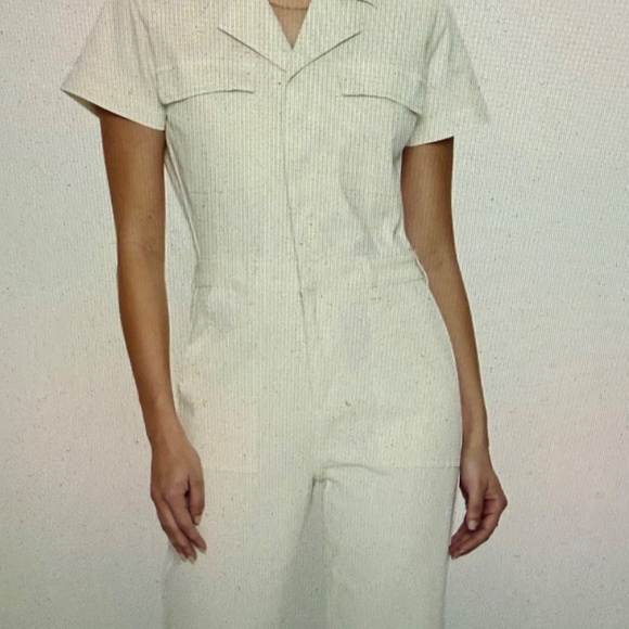 Pistola NWT Makenna Stretch Cotton Utility Jumpsuit in Eggshell - Picture 5 of 7